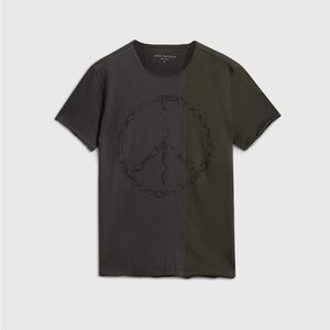 John Varvatos Men's Two-Tone T-Shirt - Washed black “Chain Peace”